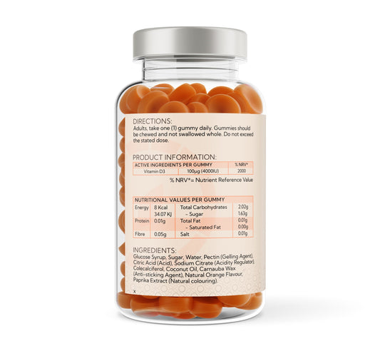 Vitamin D3 4000iu - 60 Natural Orange Flavour Gummies