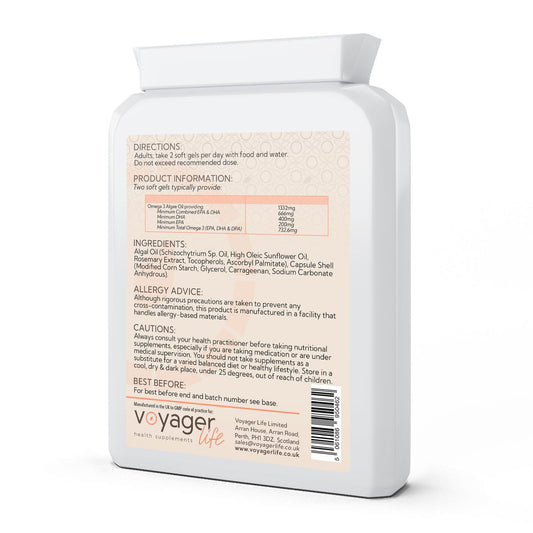 Vegan Omega 3 Algal Oil 90 Softgels