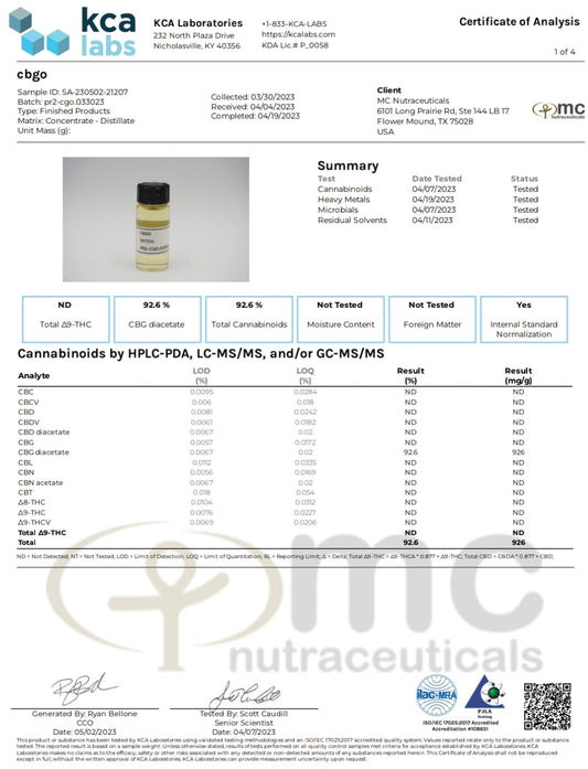 Improved Health CBGo Acetate 92.6% – High-Potency Cannabinoid | 1ml THC-Free Syringe
