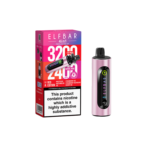 20mg Elf Bar 4 in 1 Pod Vape Kit 3200 Puffs - Flavour: Purple Edition