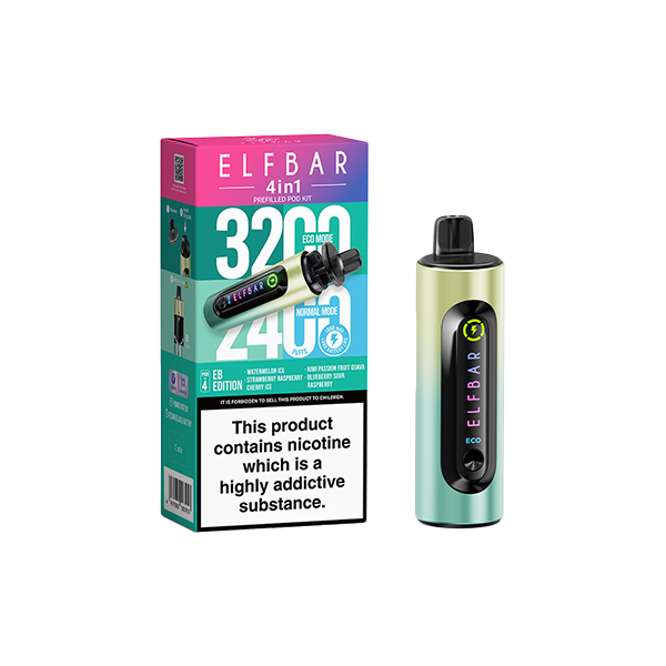 20mg Elf Bar 4 in 1 Pod Vape Kit 3200 Puffs - Flavour: Purple Edition