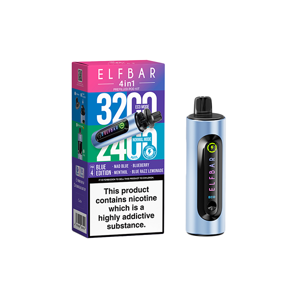 20mg Elf Bar 4 in 1 Pod Vape Kit 3200 Puffs - Flavour: Purple Edition