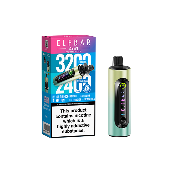 20mg Elf Bar 4 in 1 Pod Vape Kit 3200 Puffs - Flavour: Purple Edition