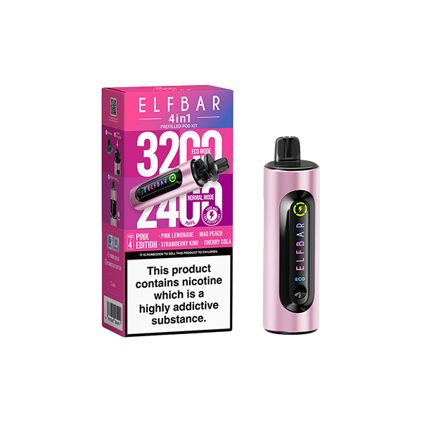 20mg Elf Bar 4 in 1 Pod Vape Kit 3200 Puffs - Flavour: Purple Edition