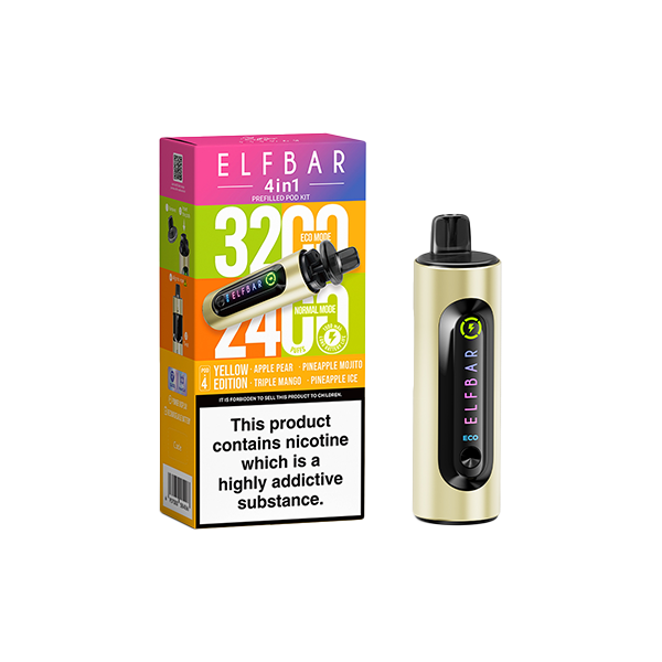 20mg Elf Bar 4 in 1 Pod Vape Kit 3200 Puffs - Flavour: Purple Edition
