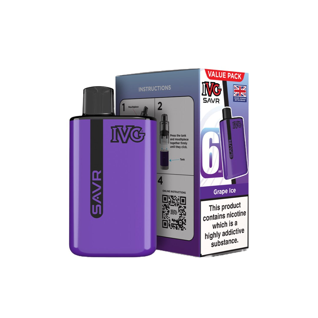 20mg I VG SAVR Prefilled Pod Vape Kit 3000 Puffs - Flavour: Blue Raspberry Ice