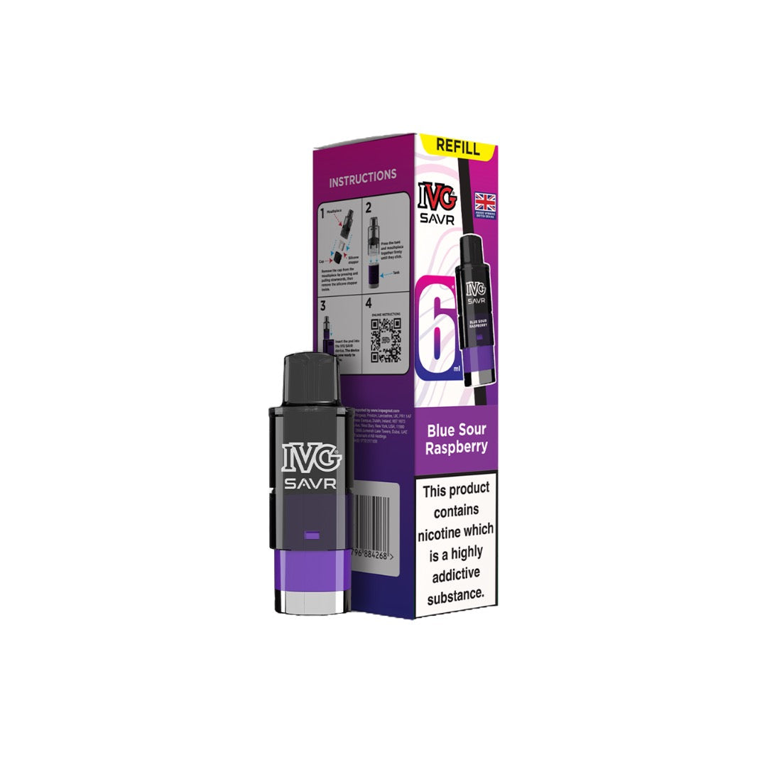 20mg I VG SAVR Refill Pod Pack 3000 Puffs - Flavour: Blue Sour Raspberry