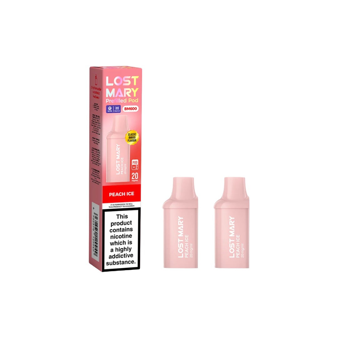 20mg Lost Mary BM600 Prefilled Replacement Pods 1200 Puffs - 2 Pcs - Flavour: Grape