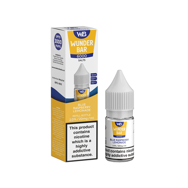 20mg Wunderbar 6000 Salts 10ml Nic Salts (60PG/40VG) - Flavour: Fresh Mint