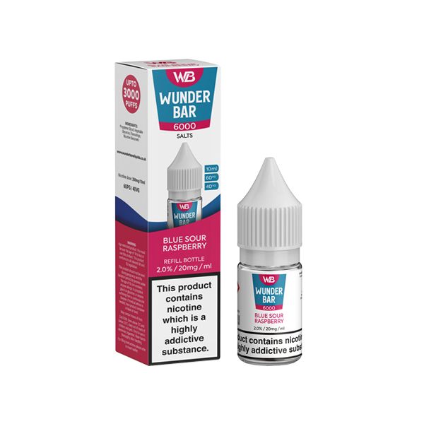 20mg Wunderbar 6000 Salts 10ml Nic Salts (60PG/40VG) - Flavour: Raspberry Pineapple
