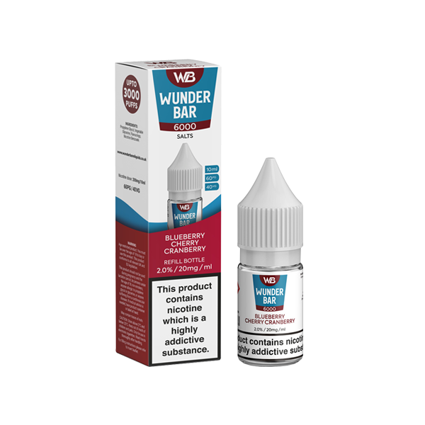 20mg Wunderbar 6000 Salts 10ml Nic Salts (60PG/40VG) - Flavour: Raspberry Pineapple