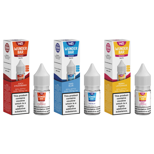 20mg Wunderbar 6000 Salts 10ml Nic Salts (60PG/40VG) - Flavour: Raspberry Pineapple