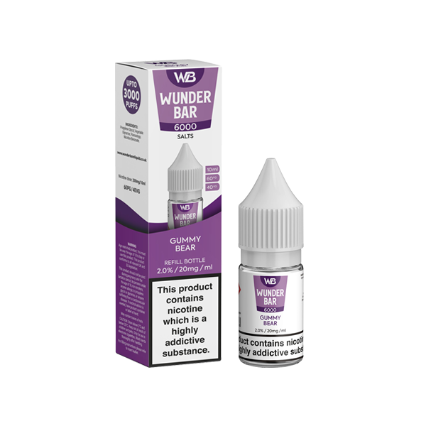 20mg Wunderbar 6000 Salts 10ml Nic Salts (60PG/40VG) - Flavour: Raspberry Pineapple