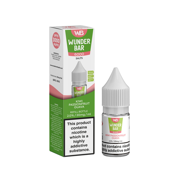 20mg Wunderbar 6000 Salts 10ml Nic Salts (60PG/40VG) - Flavour: Raspberry Pineapple
