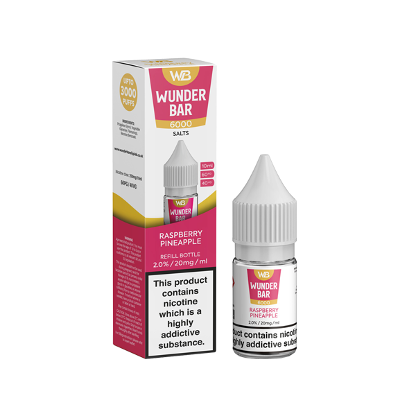 20mg Wunderbar 6000 Salts 10ml Nic Salts (60PG/40VG) - Flavour: Fresh Mint