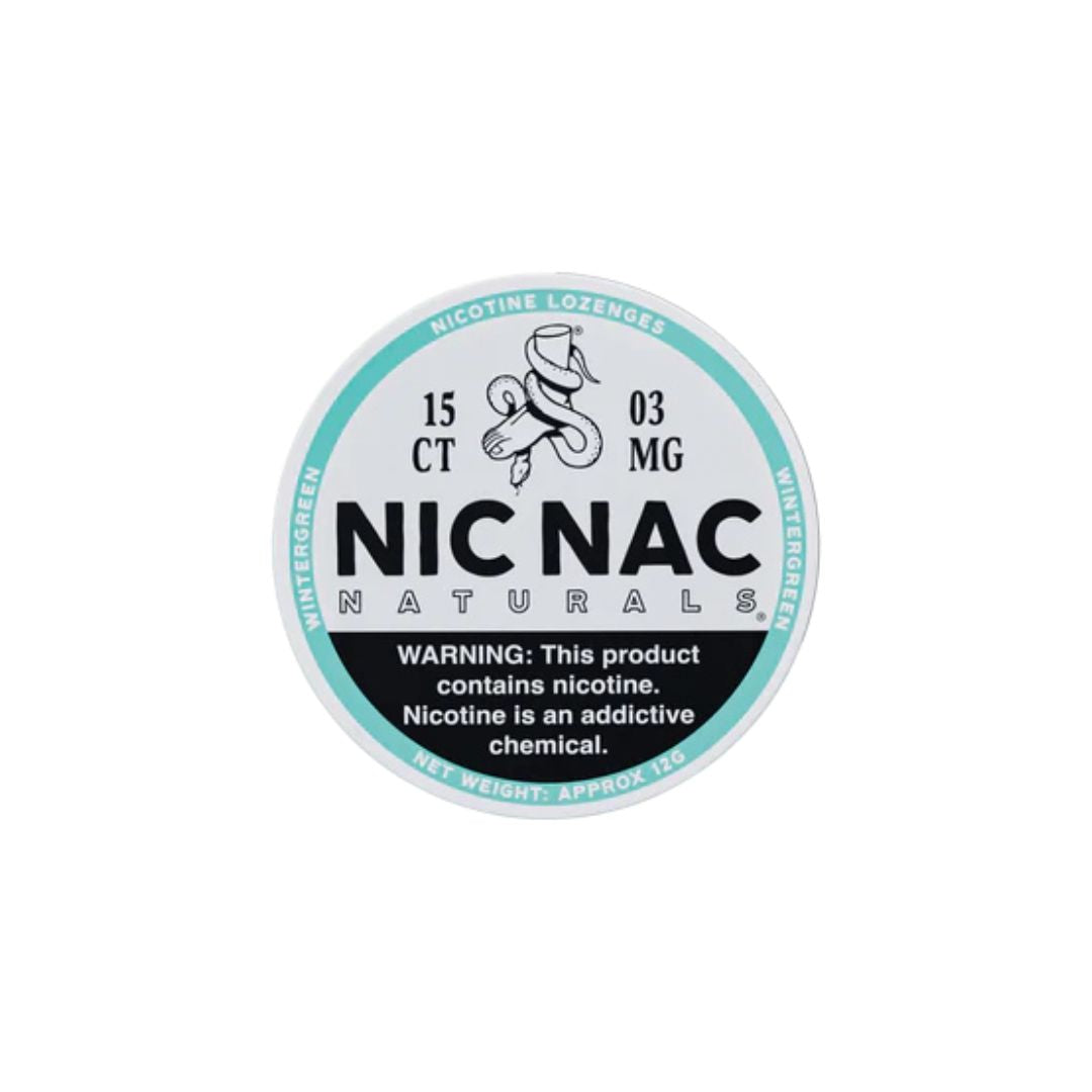 3mg Nic Nac Naturals Nicotine - 15 Lozenge Tablets - Flavour: Wintergreen