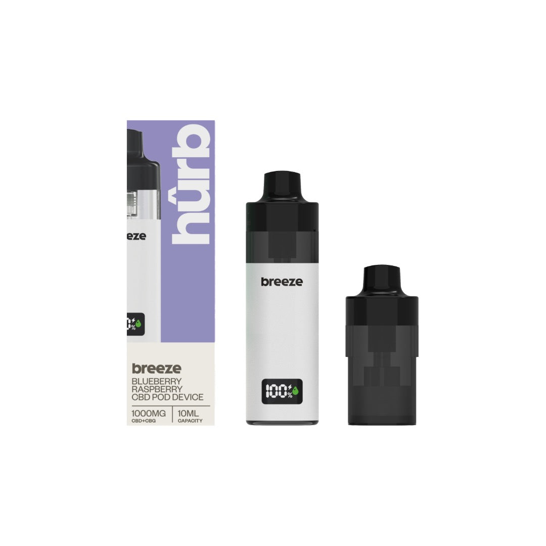 Hurb Breeze CBD 1000mg Prefilled Pod 10ml + Pod Vape Device - Flavour: Mango