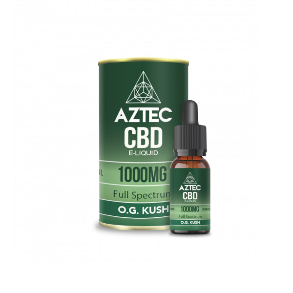 Aztec CBD 1000mg CBD Vaping Liquid 10ml (50PG-50VG) - Flavour: Mango Kush