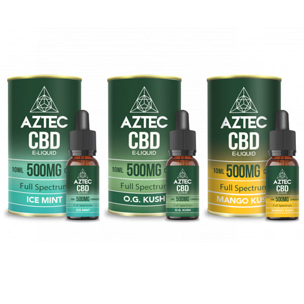 Aztec CBD 500mg CBD Vaping Liquid 10ml (50PG-50VG) - Flavour: Mango Kush