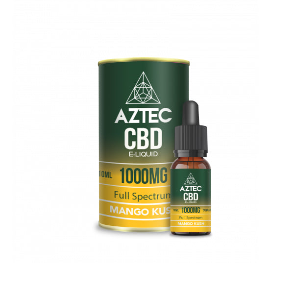 Aztec CBD 1000mg CBD Vaping Liquid 10ml (50PG-50VG) - Flavour: Mango Kush