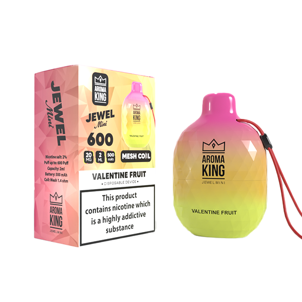 0mg Aroma King Jewel Mini Disposable Vape Device 600 Puffs - Flavour: Cherry Blossom Grape