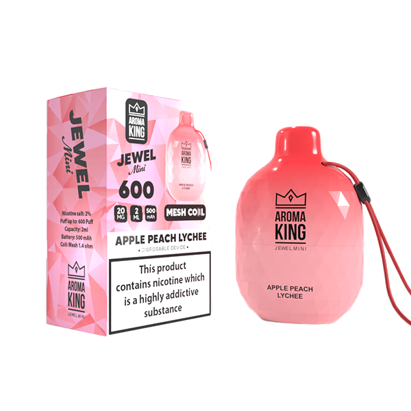 0mg Aroma King Jewel Mini Disposable Vape Device 600 Puffs - Flavour: Strawberry Raspberry Lemonade
