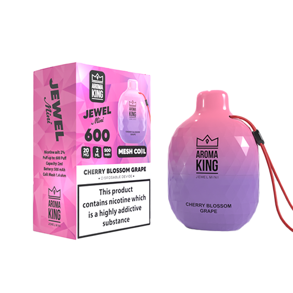 0mg Aroma King Jewel Mini Disposable Vape Device 600 Puffs - Flavour: Strawberry Raspberry Lemonade