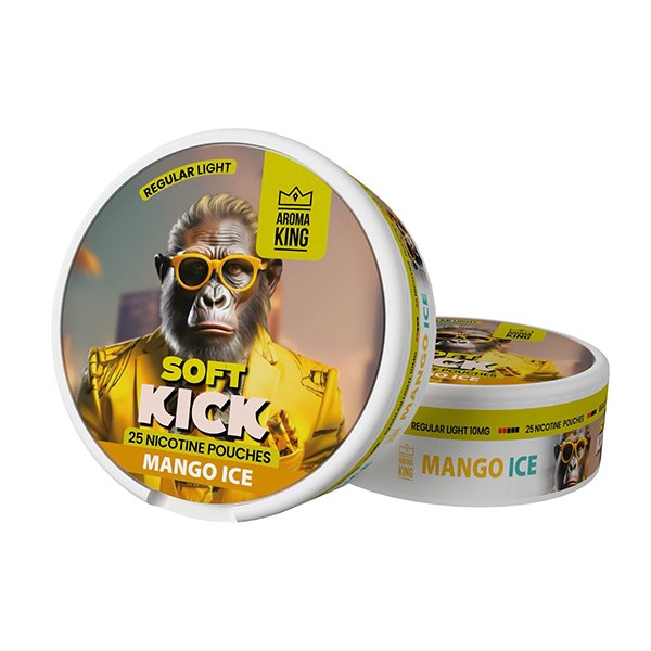 10mg Aroma King Soft Kick Nicotine Pouches - 25 Pouches - Flavour: Peach Ice