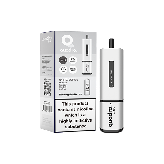 20mg Quadro 2.4K Pod Vape Kit 4 in 1 - 2400 Puffs - Color: Emerald Series