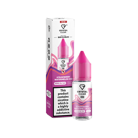 20mg Crystal Clear Bar Salt 10ml (50VG/50PG) - Flavour: Strawberry Watermelon Ice