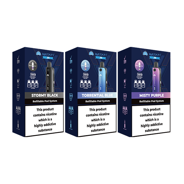 Hayati X4 Refillable Pod Vape Kit Includes 1X Nic Salts 20mg + 3x Refillable Pods - Color: Midnight Grey