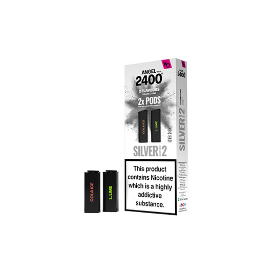 20mg Vapes Bars Angel 2400 Prefilled Pods 2ml 1200 Puffs - 2 Pcs - Flavour: Blue Edition 2