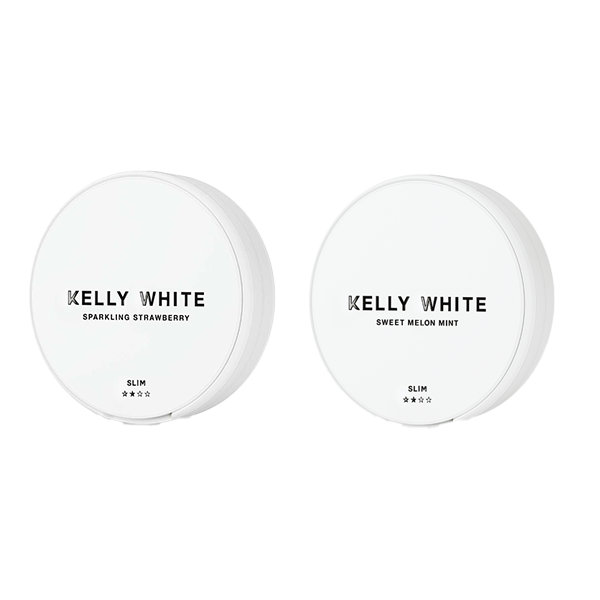 Short Dated :: 10mg Kelly White Medium Slim Nicotine Pouches - 20 Pouches - Flavour: Sparkling Strawberry