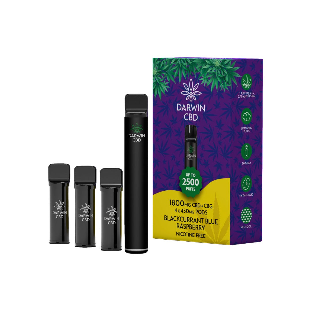 1800mg Darwin CBD + CBG 4 in 1 Pod Vape Kit 2500 Puffs - Flavour: Kiwi Passionfruit Guava