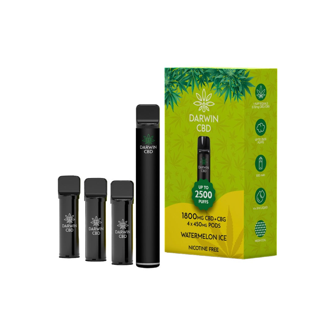 1800mg Darwin CBD + CBG 4 in 1 Pod Vape Kit 2500 Puffs - Flavour: Kiwi Passionfruit Guava