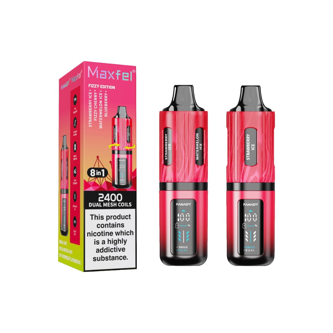 20mg Maxfel Legend Fanady 8 in 1 2400 Puffs Prefilled Pod Vape Kit - Flavour: Strawberry Edition