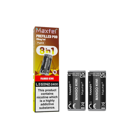 20mg Maxfel Legend Fanady Prefilled Pods 2400 Puffs - Flavour: Banana Ice