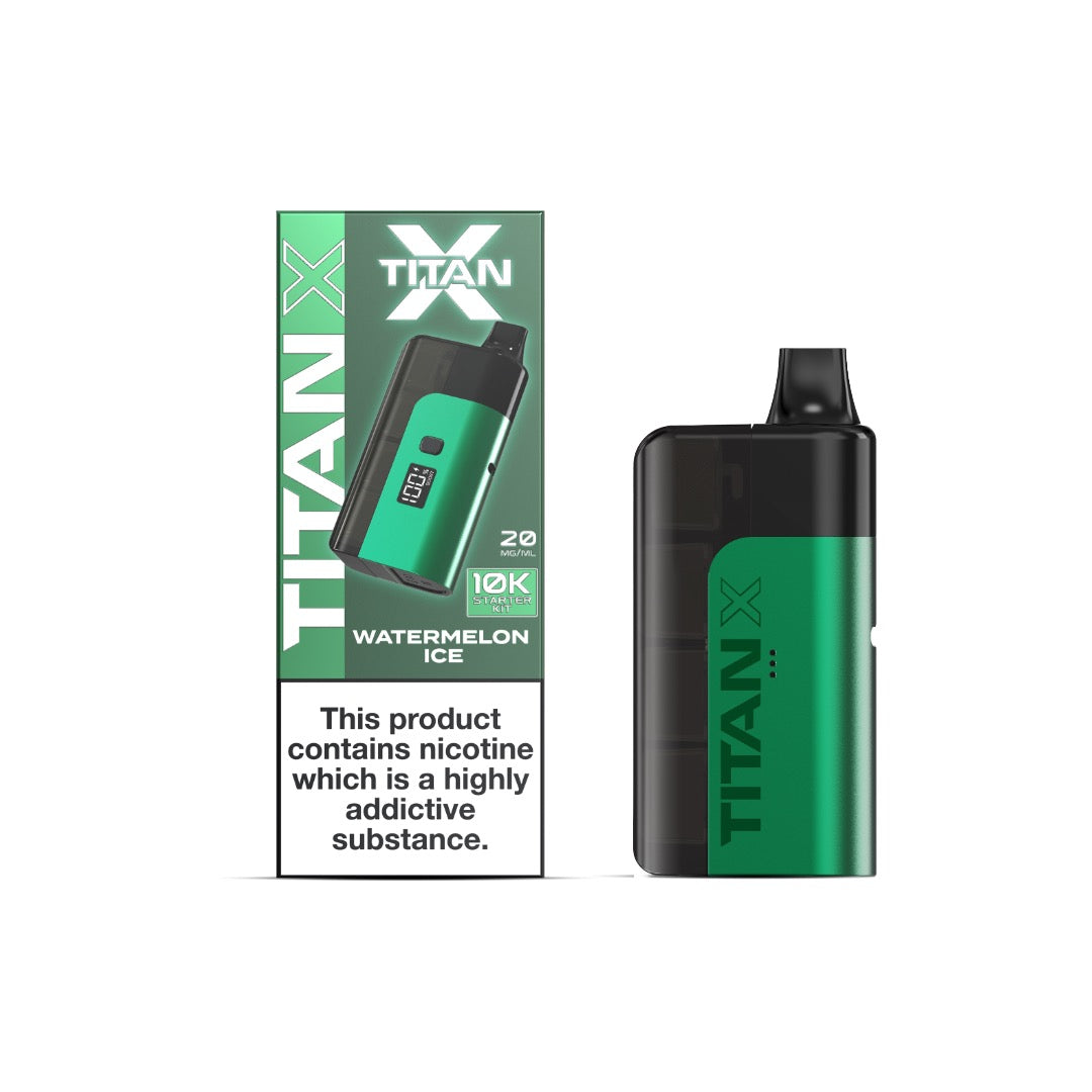 20mg Titan X 10k Puff Prefilled Pod Vape Kit - Flavour: Watermelon Ice