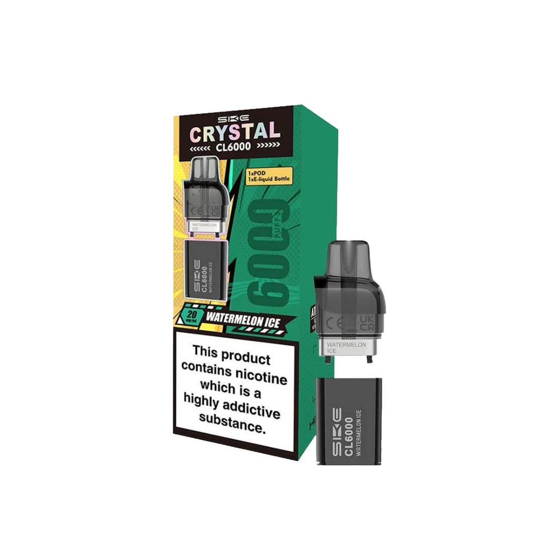 SKE Crystal CL6000 20mg Replacement Prefilled Pods 2ml 1200 Puffs - 2 Pcs - Flavour: Cherry Ice