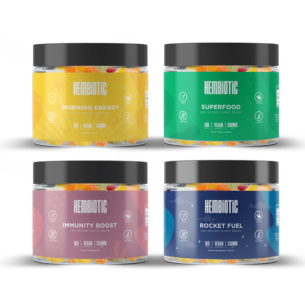 Hembiotic 500mg Functional CBD Gummy Bears - 100g - Flavour: Morning Energy