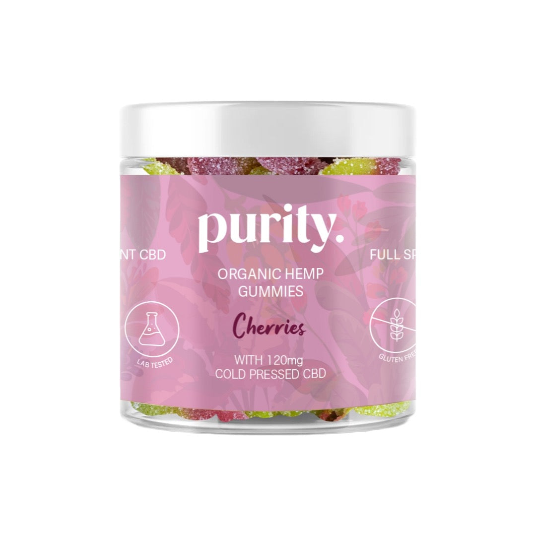 Purity 120mg Full-Spectrum CBD Vegan Gummies 150g - Gummies: Strawberry Hearts