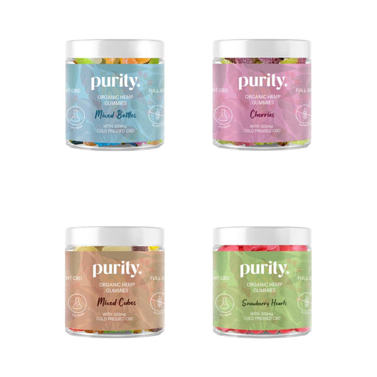 Purity 300mg Full-Spectrum CBD Vegan Gummies 150g - Gummies: Strawberry Hearts