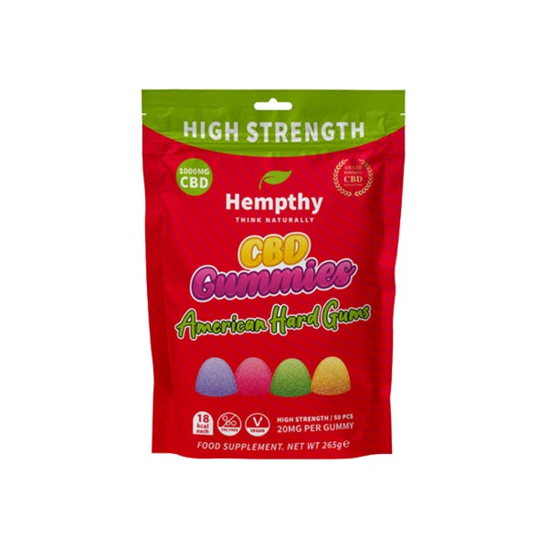 Hempthy 1000mg CBD American Hard Gums Gummies - 50 Pieces - SilverbackCBD