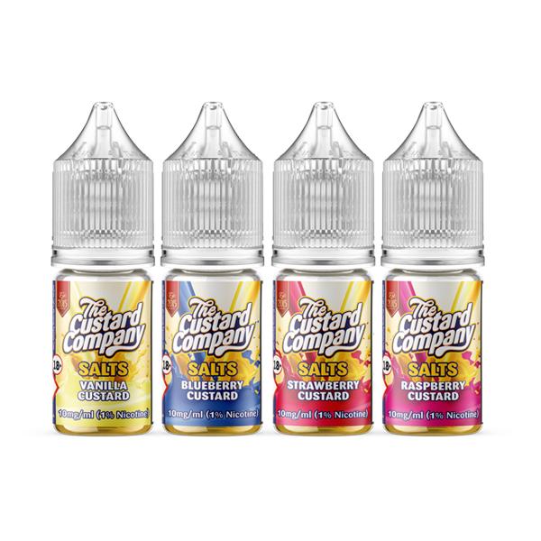 10mg The Custard Company Flavoured Nic Salt 10ml (50VG-50PG) - Flavour: Strawberry Custard - SilverbackCBD