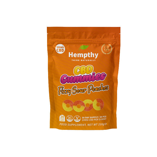 Hempthy 300mg CBD Gummies 30 Ct Pouch - Flavour: FIzzy Bottles