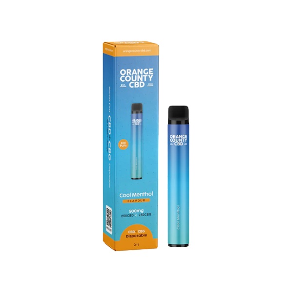 Orange County CBD 500mg CBD & CBG Disposable Vape Device 600 Puffs - Flavour: Cool Menthol