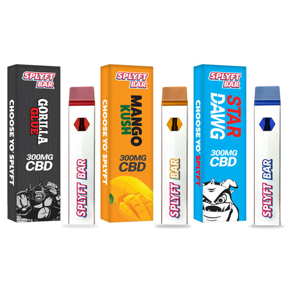 SPLYFT BAR 300mg Full Spectrum CBD Disposable Vape - 12 flavours - Amount: x1 & Flavour: Blackberry Kush