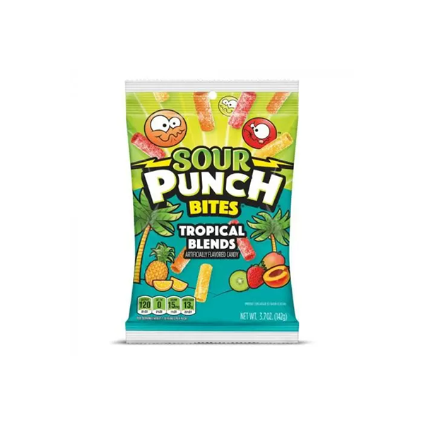 USA Sour Punch Bites Tropical Blends Share Bags - 142g - Quantity: Single Packet