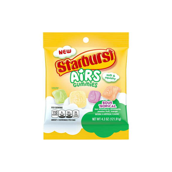 USA Starburst Air Gummies Sour Tropical Share Bag - 122g - Quantity: Single Pack