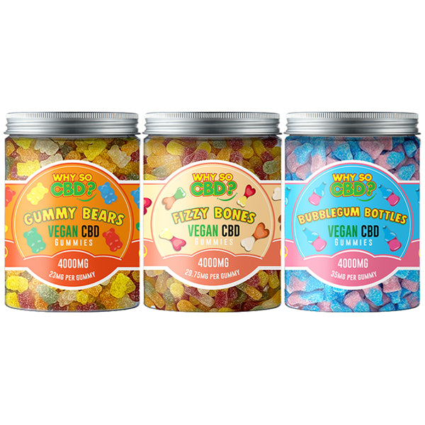 Why So CBD? 4000mg CBD Large Vegan Gummies - 11 Flavours - Gummies: Fizzy Bones